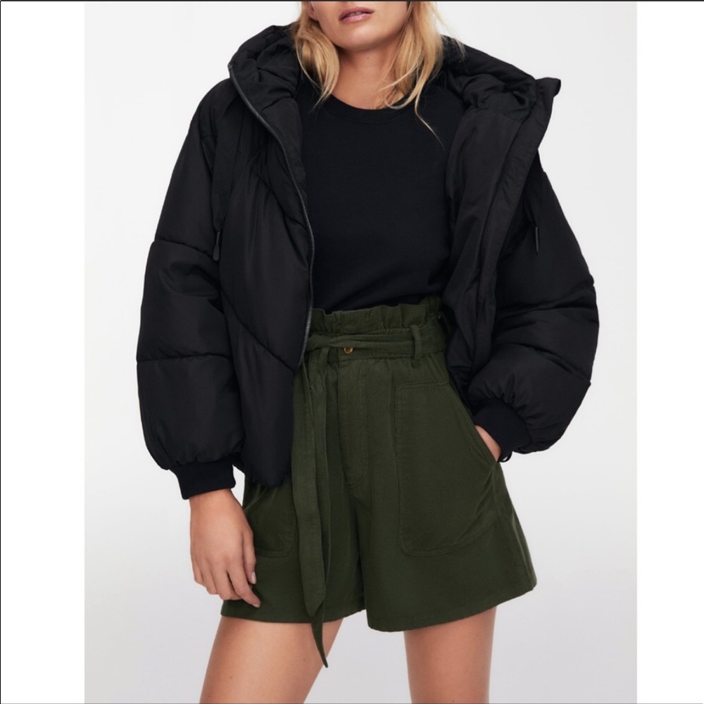 Zara Corduroy Paperbag  Shorts With Ties